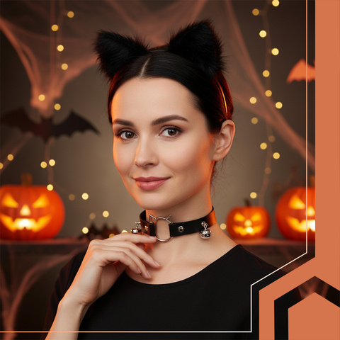 Trojdílný kostým kočky/lišky, černý, Ruhhy 26587