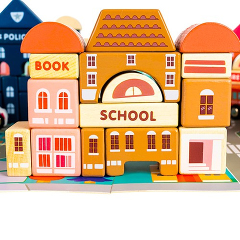 Wooden blocks 115 pcs - city 23519