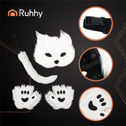 4-piece cat/fox costume, white, Ruhhy 26249
