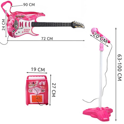 Gitara + mikrofonas + stiprintuvas rožinė 22407