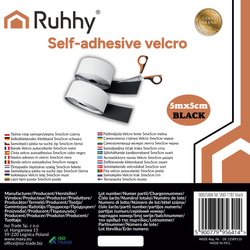Bande Velcro autocollante 5mx5cm noire Ruhhy 25806