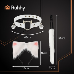 Trojdílný kostým kočky/lišky, bílý, Ruhhy 26584