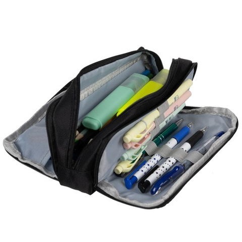 Triple foldable pencil case - black Maaleo 24476