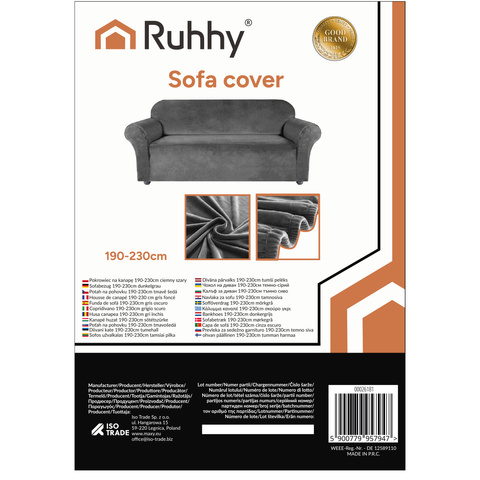 Sofa cover 190-230cm dark gray Ruhhy 26181
