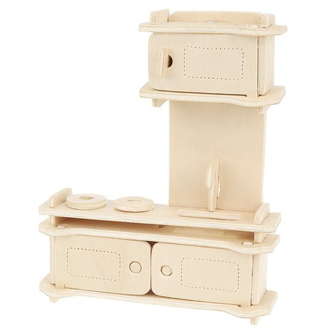 Wooden doll furniture set 34 pieces 23542