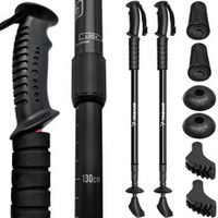 Черные треккинговые палки + аксессуары - комплект 2 шт.
