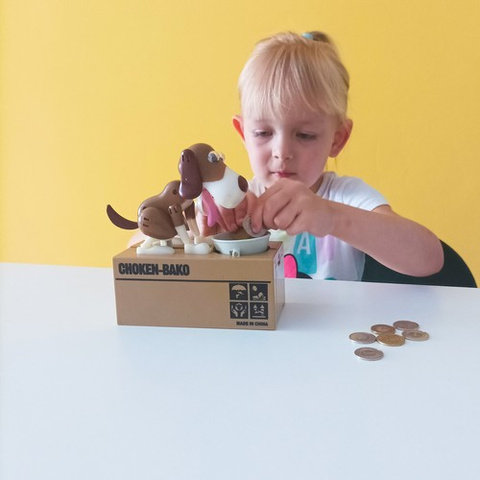 Battery operated piggy bank - brown dog 22470