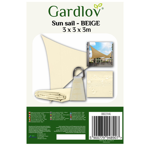 Voile d&#39;ombrage 3x3x3 beige Gardlov 23146