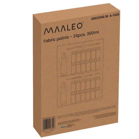 Fabric paints - 24 pcs. 300ml Maaleo 22948