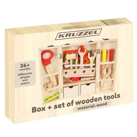 Box + set of wooden tools 22697