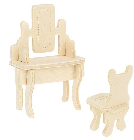 Set Holzmöbel für Puppen, 34-teilig.