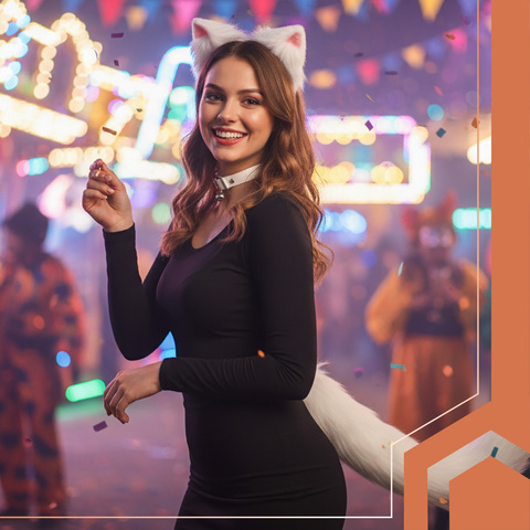 Trojdílný kostým kočky/lišky, bílý, Ruhhy 26584