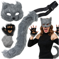 Costume chat/renard 4 pièces, gris, Ruhhy 26247