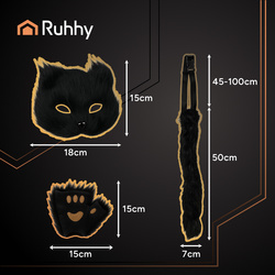 Costume chat/renard 4 pièces, noir, Ruhhy 26248