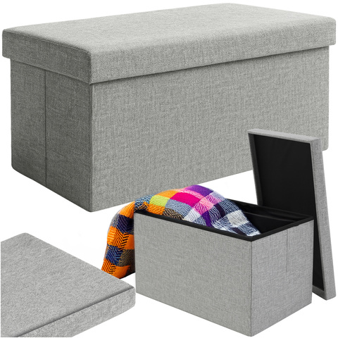 Pouf en tissu gris 76x38x38cm Ruhhy 26131