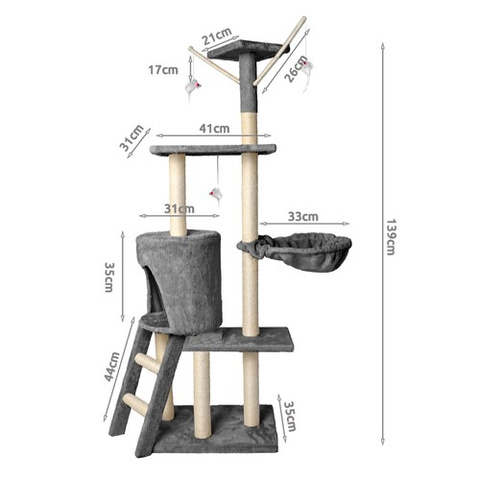 Cat tree 138cm gray