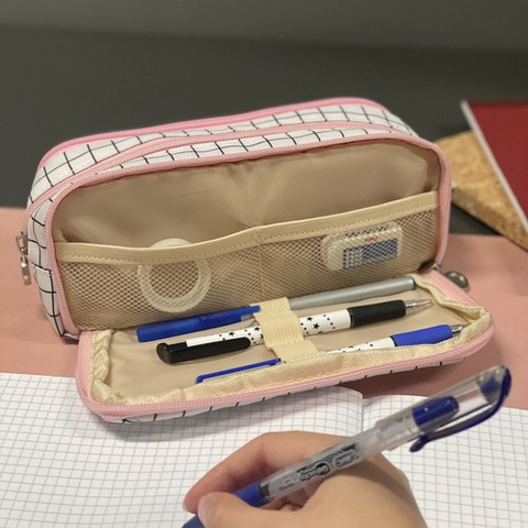 Dreifach faltbares Federmäppchen – kariert Maaleo24514