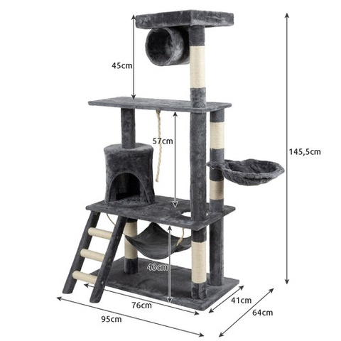Cat tree 141cm gray Purlov 21713