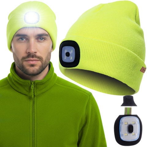 Bonnet d'hiver avec lampe de poche - jaune Trizand 22664