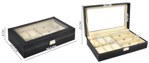 Organisateur de montres et de lunettes noir