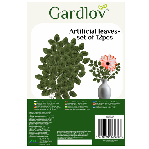 Feuilles artificielles 47cm - lot de 12 pcs. Gardlov 22557