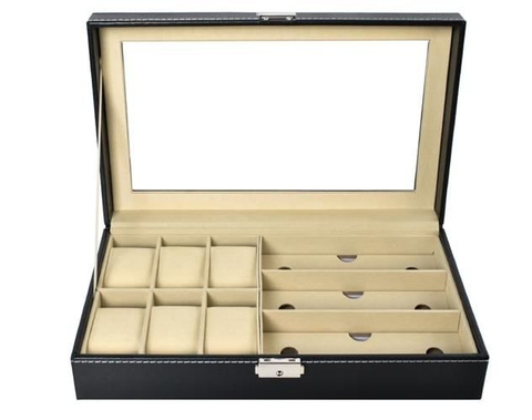Organisateur de montres et de lunettes noir