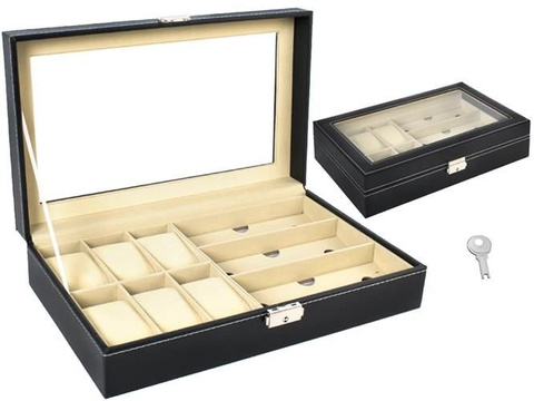 Organisateur de montres et de lunettes noir