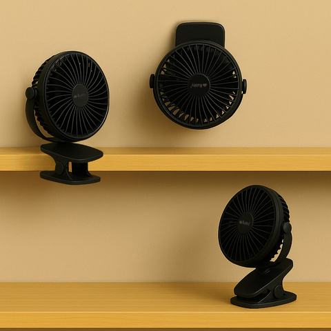 Schwarzer Akku-Ventilator Ruhhy 25567