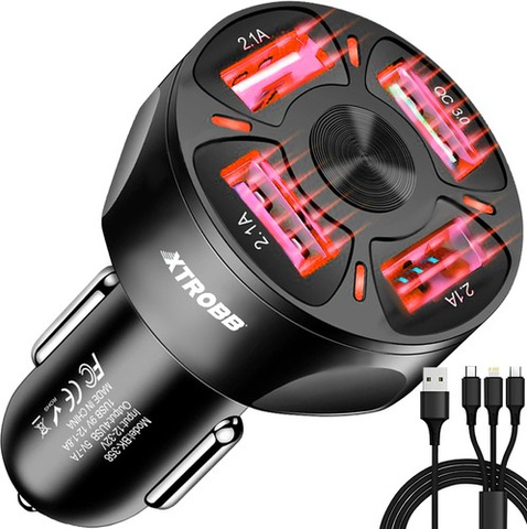 4x chargeur de voiture USB + câble Xtrobb 19907