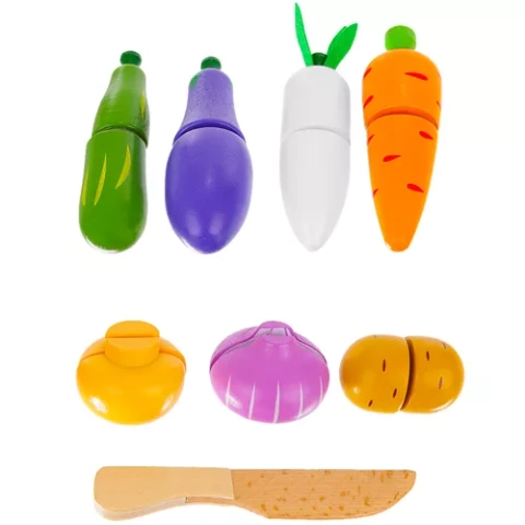 Set of fruits vegetables wooden cutting board Z23543