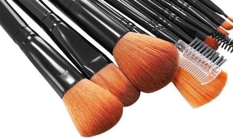 Makeup brushes 12 pcs black - set