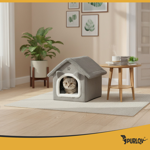 Lit pour chat - gris maison Purlov 25706