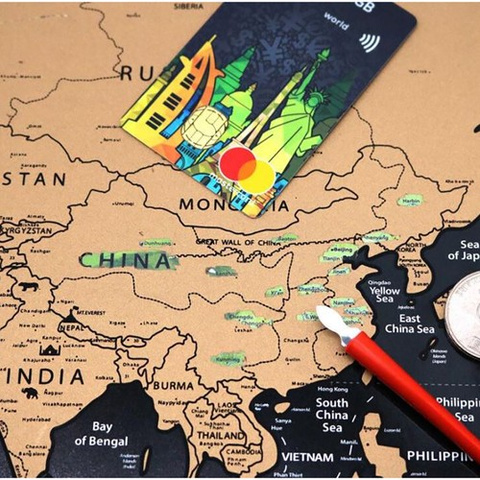 World map - scratch card with flags + accessories 23442