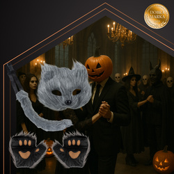 Strój kota/lisa 4el. szary Ruhhy 26247