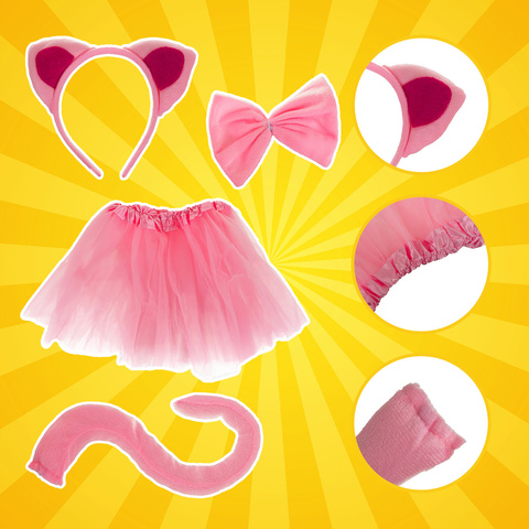 Costume de chaton rose 4 pièces Kruzzel 26517