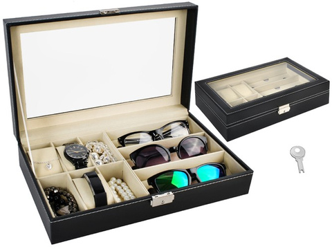 Organisateur de montres et de lunettes noir