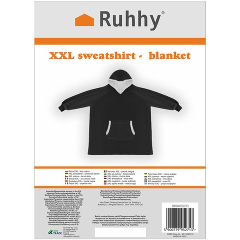 Sweat XXL - couverture noire Ruhhy 24403