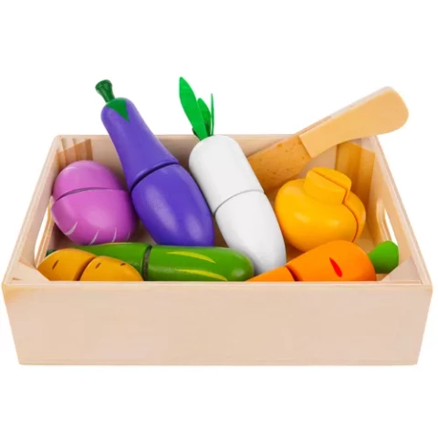 Set of fruits vegetables wooden cutting board Z23543