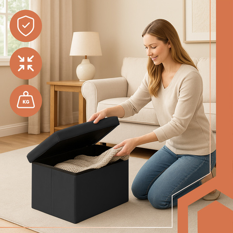 Schwarzer Samtpouf 60x30x30 cm Ruhhy 25995