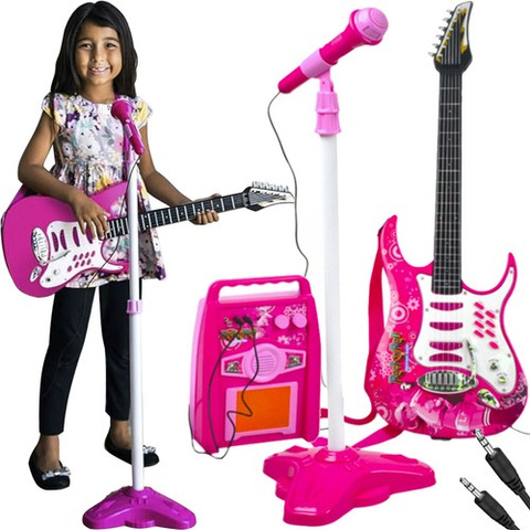 Guitare + micro + amplificateur rose 22407