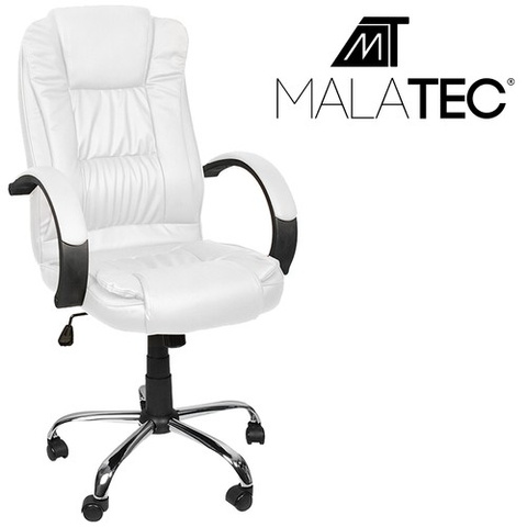 Chaise de bureau éco-cuir - blanc Malatec 23240