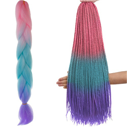 Synthetic hair braids ombre pink/white/purple W10341