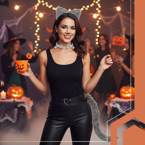 Strój kota/lisa 3el. szary Ruhhy 26586