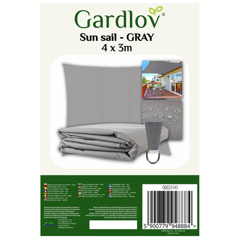 Saulės skėčio burė 4x3m - pilka Gardlov 23143
