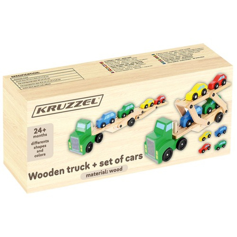 Camion en bois - dépanneuse + set de voitures 22698