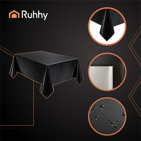 Декоративная фольгированная скатерть черная Ruhhy 26569