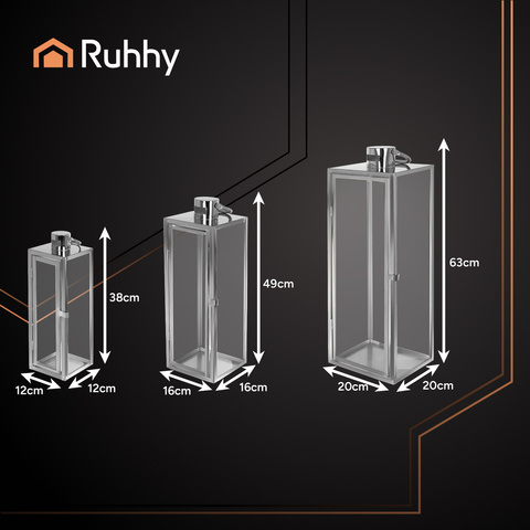 Silver lanterns 38/49/63cm 3pcs Ruhhy 26477