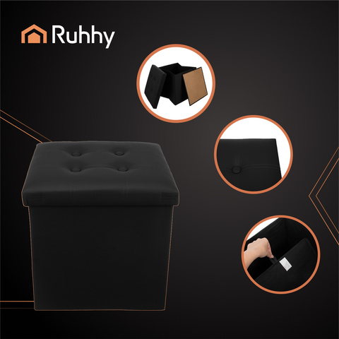 Folding pouffe black Ruhhy 25779