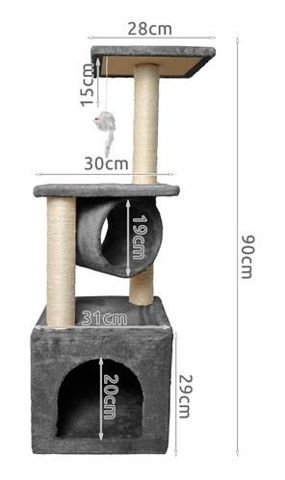 Katės medis 90 cm, pilkas