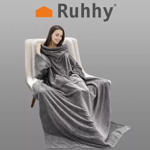 Šviesiai pilkas megztinis ir chalatas Ruhhy 22649